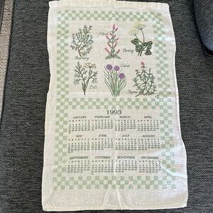 Vintage 1993 Kitchen Tea Towel/Wall Hanging with herb plants